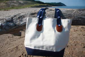 Medium Canvas Tote with State of Michigan Handles