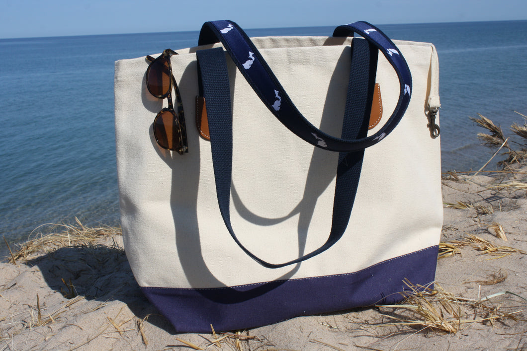 Large Canvas Tote with State of Michigan Handles